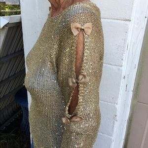 EUC Missshop gold sparkle sweater cut outs in arms